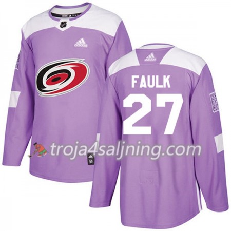 Carolina Hurricanes tröja Justin Faulk 27 Adidas 2017-2018 Lila Fights Cancer Practice Authentic - NHL Tröjor Herr
